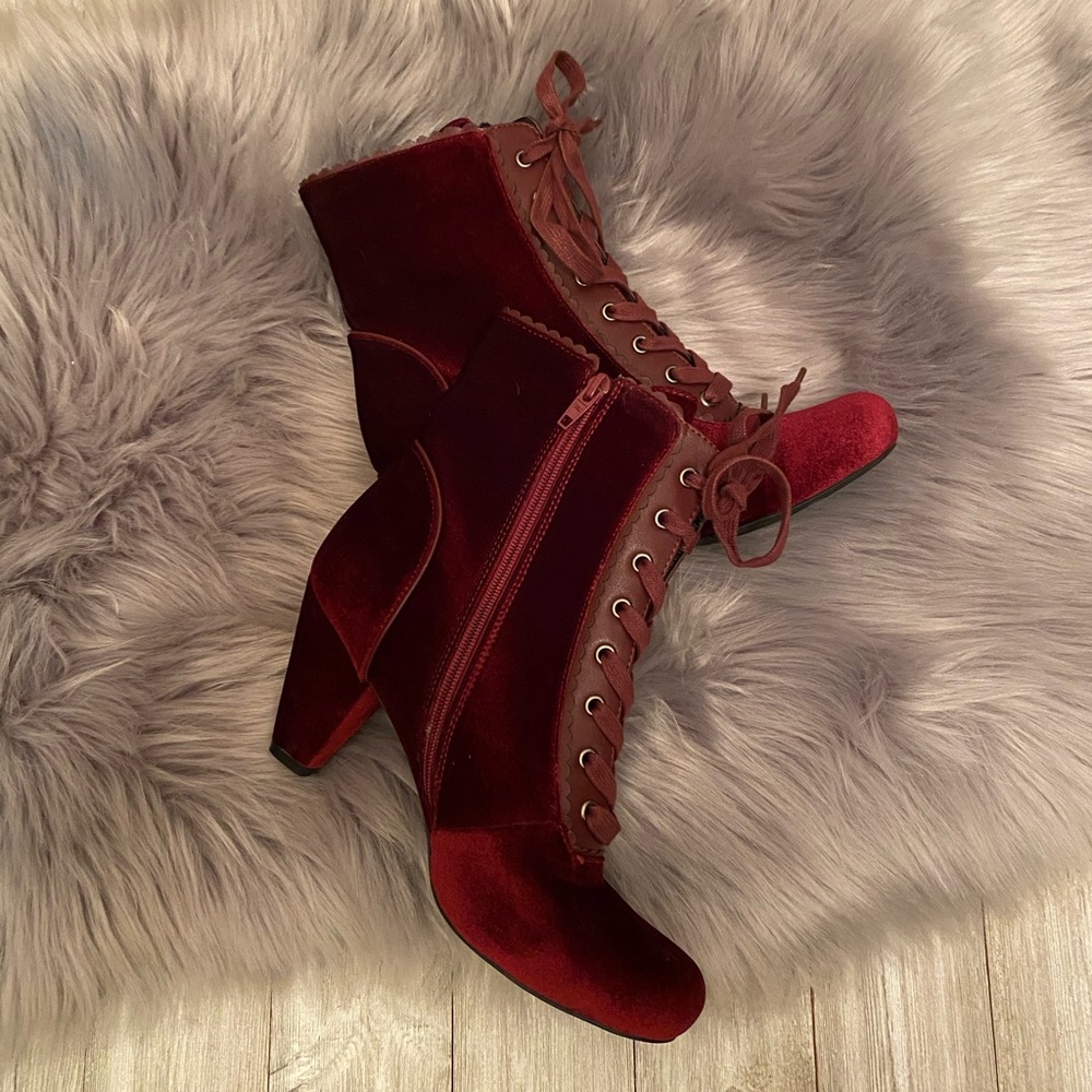 French Blu velvet boots